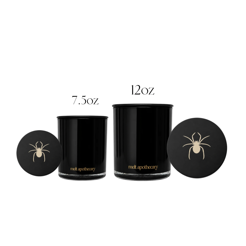 size comparison between black 7.5oz candle and 12oz candle